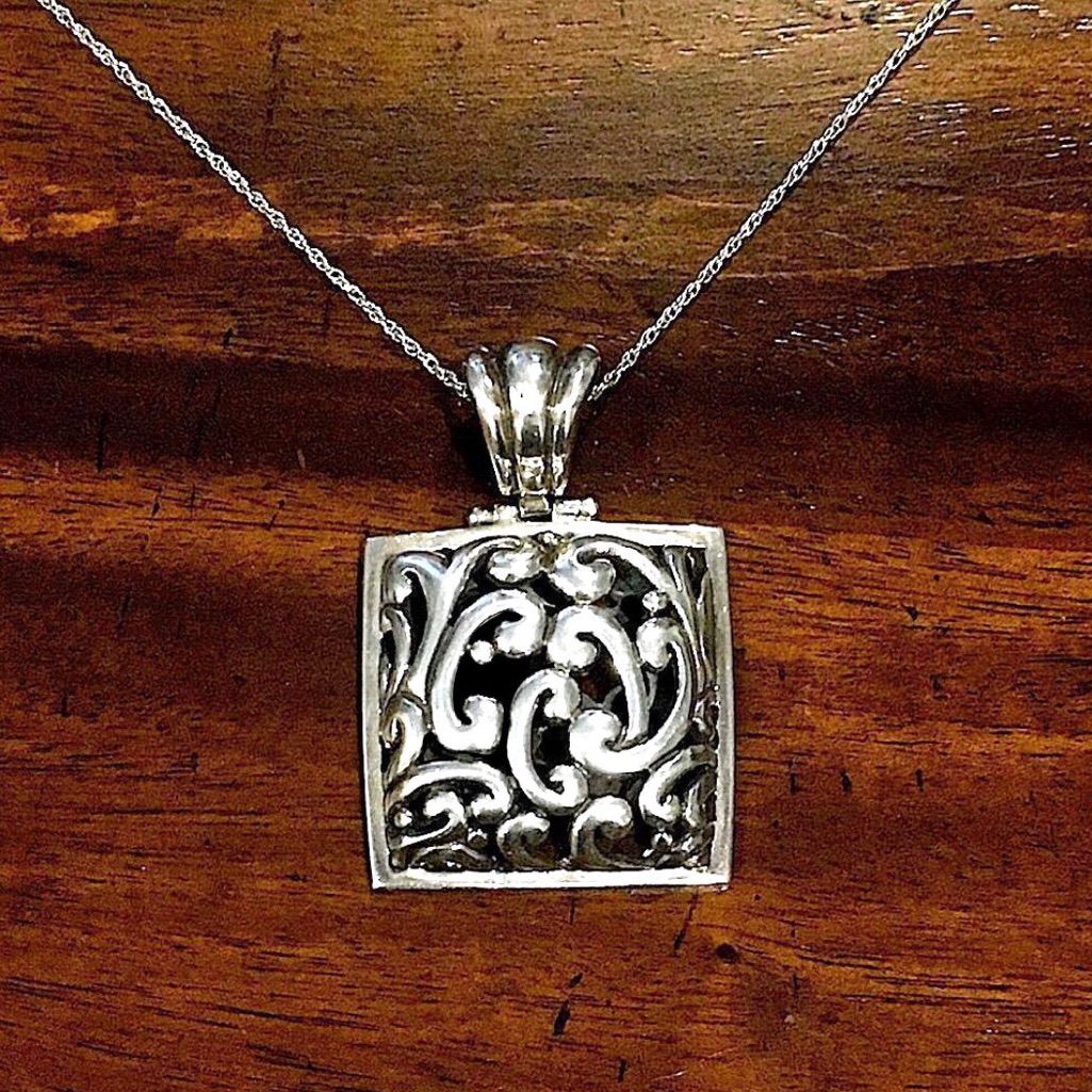 Barse Filigree Scroll Sterling Silver Pendant Sterling Silver Necklace 185$